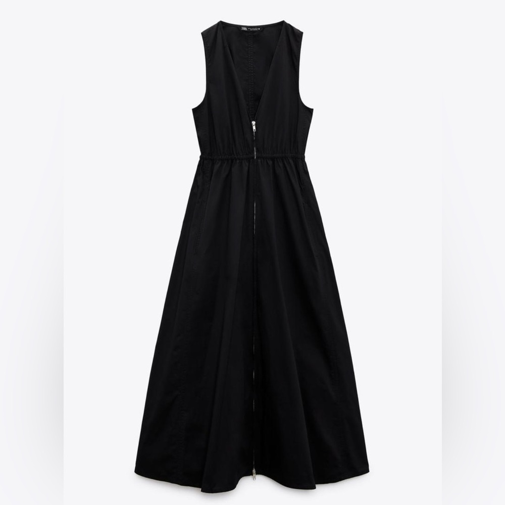 Zara Zip Front Midi Dress - M